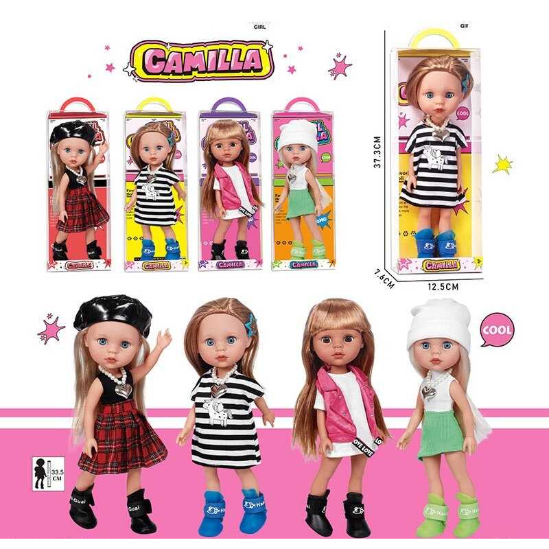 Лялька A 925 B (48/2) 4 види, висота 33.5 см, знімний одяг, рухливі кінцівки, прошите волосся, імітація скляних очей, в коробці, ВИДАЄТЬСЯ ТІЛЬКИ МІКС ВИДІВ