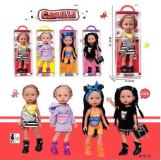 Лялька A 925 C (48/2) 4 види, висота 33.5 см, знімний одяг, сумочка, рухливі кінцівки, прошите волосся, імітація скляних очей, в коробці, ВИДАЄТЬСЯ ТІЛЬКИ МІКС ВИДІВ 