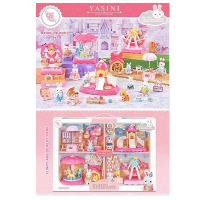 Ігровий набір з флоксовими фігурками 6702 (6) “Парк розваг”, 4 флоксові фігурки, атракціони, аксесуари, улюбленець, меблі, в коробці