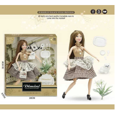 Лялька DMN 06 D (48/2) висота 30 см, зйомне взуття, столове начиння, улюбленець, в коробці