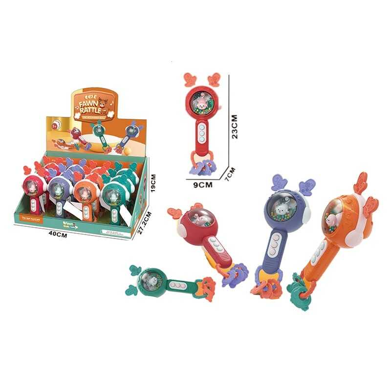 Брязкальце M 608 (12) ЦІНА ЗА 12 ШТУК В БЛОЦІ, підсвічування, англ. мова, звуки муз. інструментів, мелодії, звуки тварин, назви членів родини, пальчикова гра, в коробці