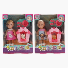 Лялька GN 686 A2 (192/2) 2 види, висота: 11,5 см, аксесуари, песик, будка, знімний одяг, в коробці