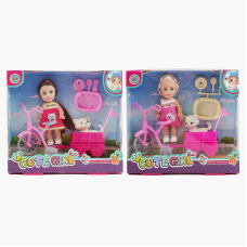 Лялька GN 686-6 (128/2) 2 види, висота: 11,5, улюбленець, аксесуари, триколісний велосипед із причепом, в коробці