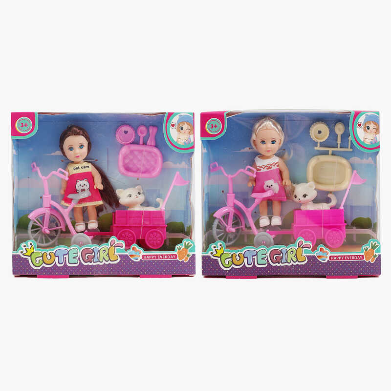 Лялька GN 686-6 (128/2) 2 види, висота: 11,5, улюбленець, аксесуари, триколісний велосипед із причепом, в коробці