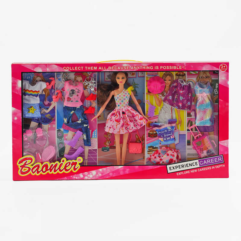 Лялька JJ 8691-7 (24/2) гардероб, валіза, взуття, капелюх, прикраси, висота 30 см, в коробці