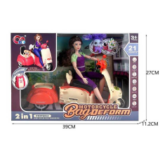 Лялька JJ 8723 (24/2) висота - 29 см, мопед трансформується у рюкзак, рухомі суглоби, улюбленець, в коробці