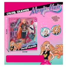 Лялька JJ 9914-1 W (48/2) висота - 30 см, змінює колір волосся, гумова голова, додаткові одяг та взуття, фігурка кішки, аксесуари, в коробці