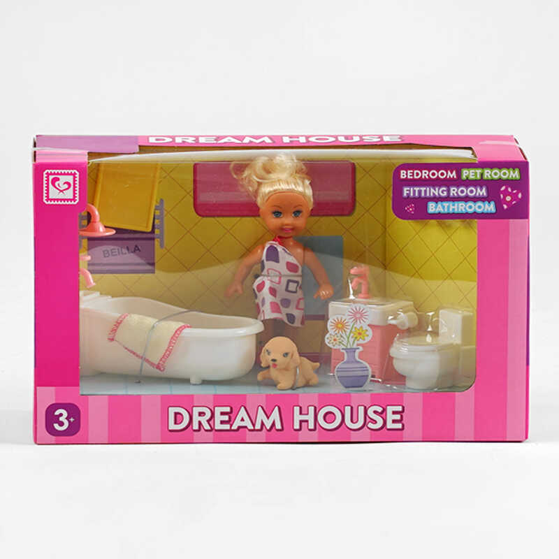 Лялька K 899-130 (48/2) висота 10 см, ванна кімната, улюбленець, меблі, предмети декору, в коробці Лялька K 899-130 (48/2) висота 10 см, ванна кімната, улюбленець, меблі, предмети декору, в коробці