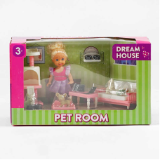 Лялька K 899-132 (48/2) висота 10 см, кімната для вихованців, аксесуари, улюбленці, предмети декору, в коробці