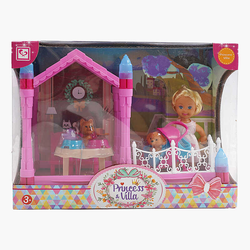 Лялька K 899-169 (12) висота ляльки - 11.5 см, гумова голова, прошите волосся, альтанка, меблі, 2 фігурки песиків, візочок, посуд, в коробці Лялька K 899-169 (12) висота ляльки - 11.5 см, гумова голова, прошите волосся, альтанка, меблі, 2 фігурки песиків, візочок, посуд, в коробці