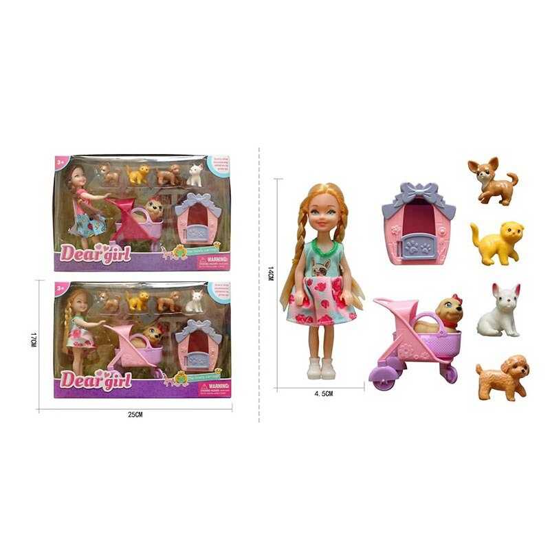 Лялька L 5-21 (96/2) 2 види, висота ляльки - 14 см, гумова голова, 5 фігурок тварин, лялька, будка, візочок, рухомі деталі, в коробці Лялька L 5-21 (96/2) 2 види, висота ляльки - 14 см, гумова голова, 5 фігурок тварин, лялька, будка, візочок, рухомі деталі, в коробці