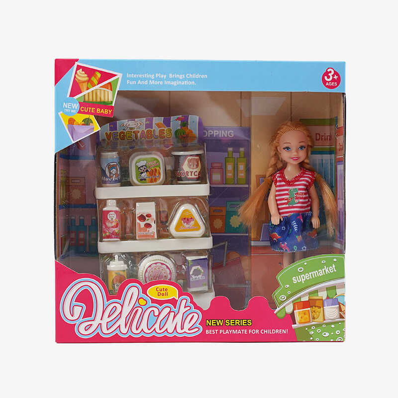Лялька L 5-22 (96/2) “Супермаркет“, полички з продуктами, висота ляльки 14см, знімний одяг та взуття, в коробці Лялька L 5-22 (96/2) “Супермаркет“, полички з продуктами, висота ляльки 14см, знімний одяг та взуття, в коробці