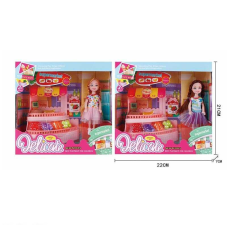 Лялька L 5-29 (96/2) 2 види, висота: 14 см, аксесуари, прилавок з продуктами, в коробці