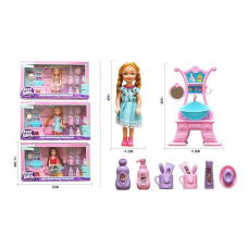 Лялька L 5-30 (120/2) 3 види, висота: 14 см, аксесуари, знімний одяг, косметичний столик, в коробці, ВИДАЄТЬСЯ МІКС ВИДІВ