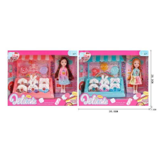 Лялька L 5-34 (96/2) 2 види, висота: 14 см, аксесуари, прилавок із солодощами, в коробці