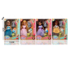 Лялька LK 2504 (96/2) 4 види, 20 см, гумова, імітація скляних очей, взуття, аксесуари, улюбленці, в коробці, ВИДАЄТЬСЯ ТІЛЬКИ МІКС ВИДІВ