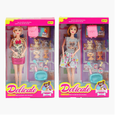 Лялька LY 66-1 (96/2) 2 види, висота 30 см, суглоби на шарнірах, 4 фігурки улюбленців, аксесуари для них, зйомне взуття, в коробці