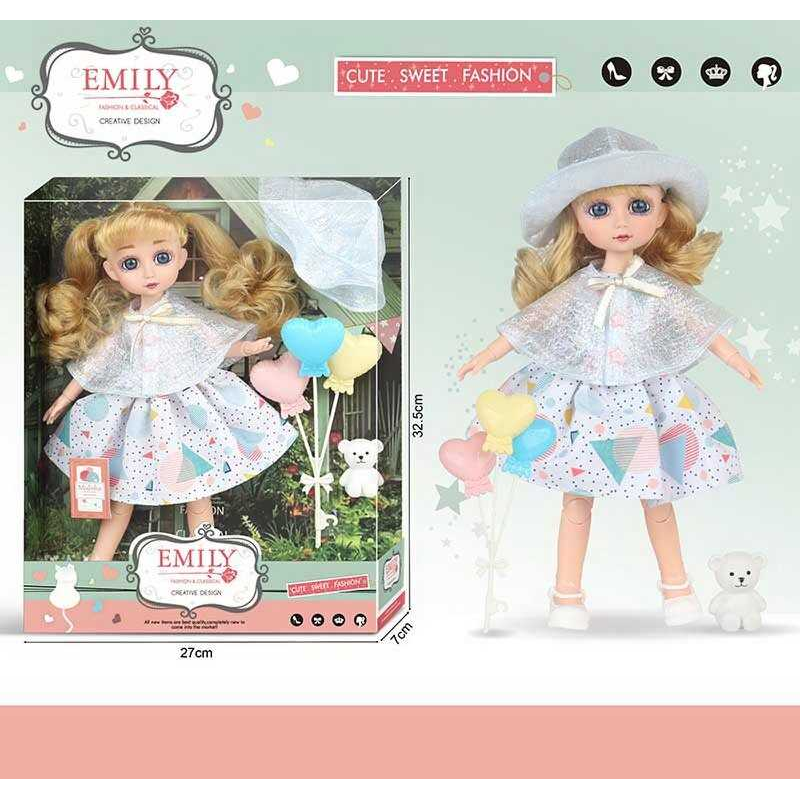 Лялька QJ 136 C (48/2) накидка, панамка, повітряні кульки, ведмедик, в коробці Лялька QJ 136 C (48/2) накидка, панамка, повітряні кульки, ведмедик, в коробці