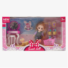 Лялька R 100-155-31 (48/2) 15 см, імітація скляних очей, шарнірні суглоби, аксесуари, в коробці