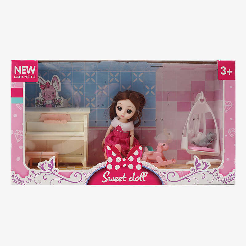 Лялька R 100-155-35 (48/2) 15 см, імітація скляних очей, шарнірні суглоби, аксесуари, в коробці Лялька R 100-155-35 (48/2) 15 см, імітація скляних очей, шарнірні суглоби, аксесуари, в коробці