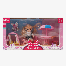 Лялька R 100-155-39 (48/2) 15 см, імітація скляних очей, шарнірні суглоби, аксесуари, в коробці