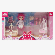 Лялька R 100-155-40 (48/2) 15 см, імітація скляних очей, шарнірні суглоби, аксесуари, в коробці