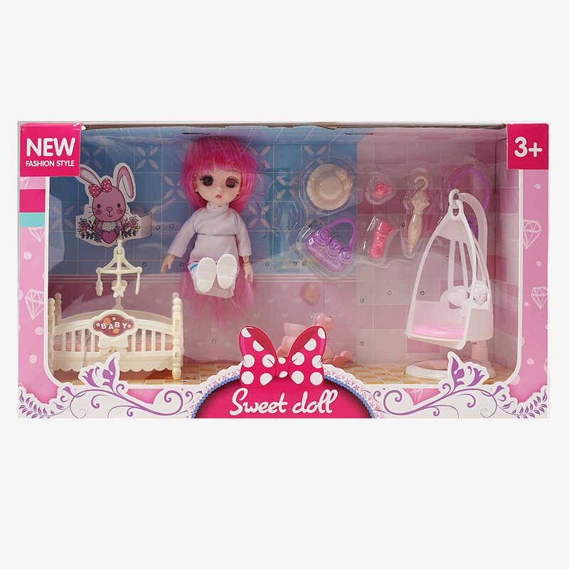 Лялька R 100-155-40 (48/2) 15 см, імітація скляних очей, шарнірні суглоби, аксесуари, в коробці Лялька R 100-155-40 (48/2) 15 см, імітація скляних очей, шарнірні суглоби, аксесуари, в коробці