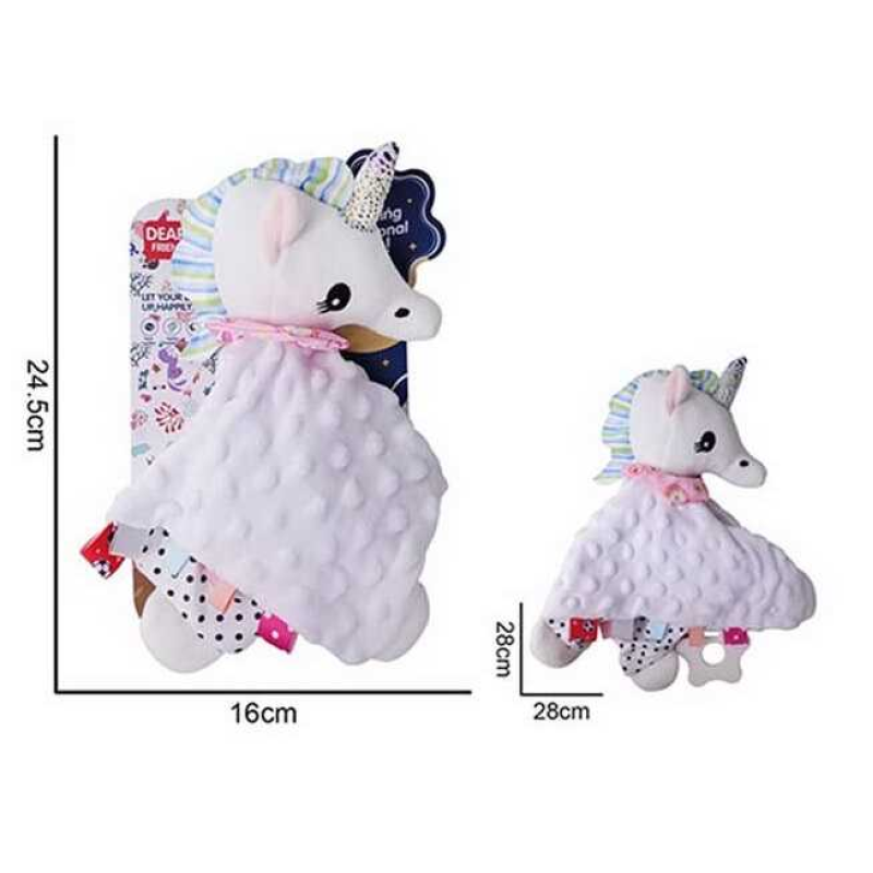 Брязкальце-комфортер 688 M64 (96) “Єдиноріжка“, текстильне, гумовий прорізувач, шумливі вушка, петелька для підвішування, в пакеті