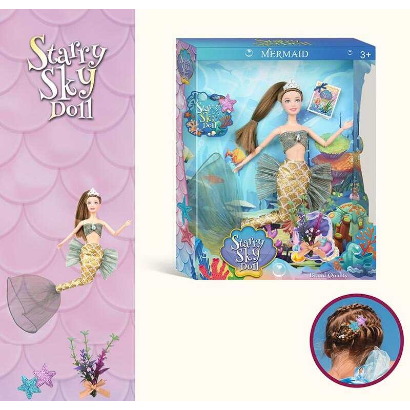 Лялька SK 050 (48/2) “Русалонька“, висота 31см, корона, зажимчик для волосся, знімний одяг та взуття, в коробці