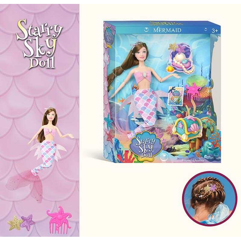 Лялька SK 050 C (48/2) “Русалонька“, висота 30см, зажимчик та гребінець для волосся, знімний одяг та взуття, в коробці