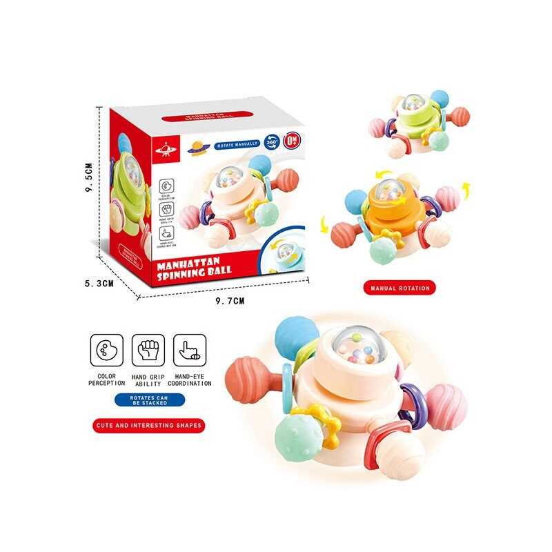 Брязкальце-спінер 6086 E (400/2) гумові прорізувачі, присоска, в коробці Брязкальце-спінер 6086 E (400/2) гумові прорізувачі, присоска, в коробці