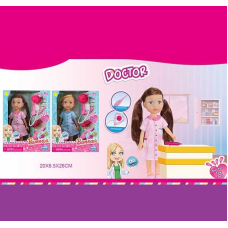 Лялька WG 051 (72/2) 2 види, “Лікарка”, висота 25 см, стетоскоп, шприц, термометр, в коробці