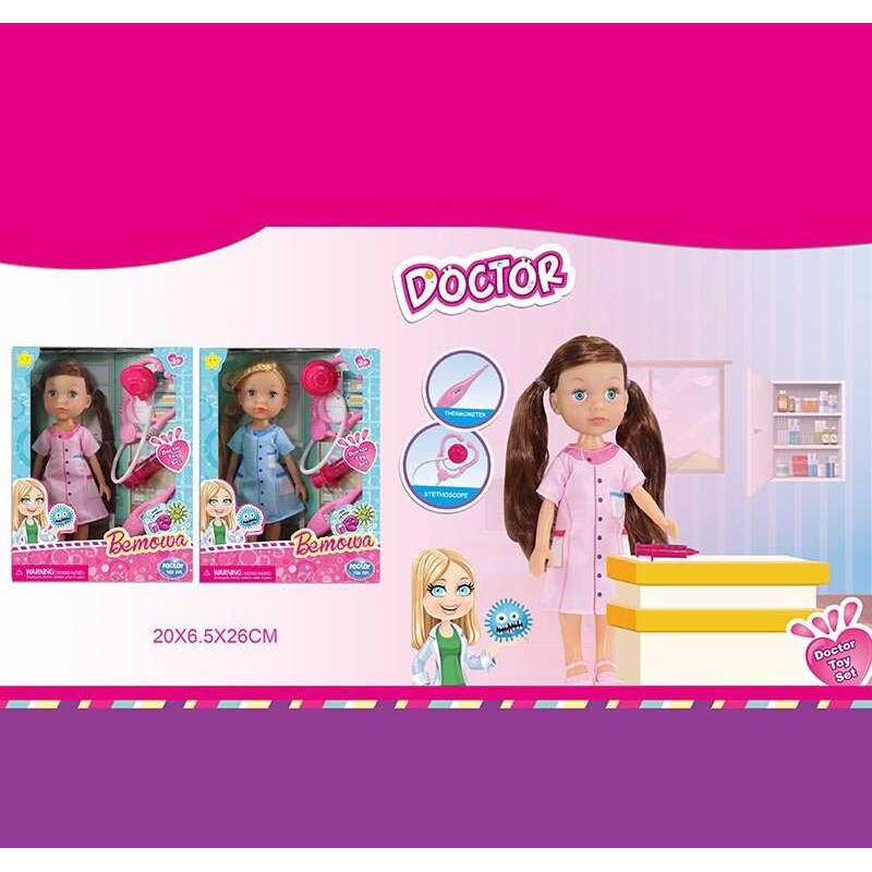 Лялька WG 051 (72/2) 2 види, “Лікарка”, висота 25 см, стетоскоп, шприц, термометр, в коробці