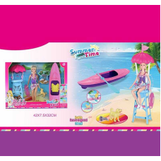 Лялька WG 171 (24/2) висота: 30 см, шарнірні суглоби, човен, рятувальна вежа, знімний одяг, улюбленець, аксесуари, в коробці