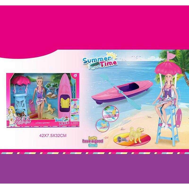 Лялька WG 171 (24/2) висота: 30 см, шарнірні суглоби, човен, рятувальна вежа, знімний одяг, улюбленець, аксесуари, в коробці