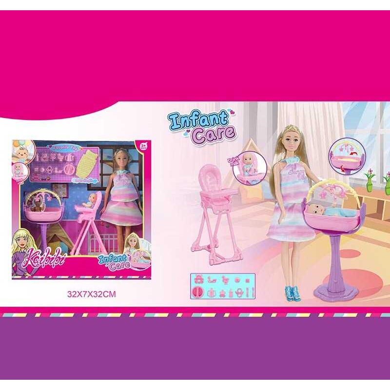 Лялька WG 176 (36/2) висота: 30см, пупсик, аксесуари, знімний одяг, столик для годування, ліжечко, в коробці 