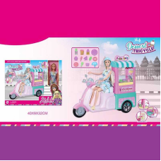 Лялька WG 195 (24/2) висота: 29 см, шарнірні суглоби ніг, аксесуари, мопед з причепом, в коробці