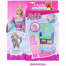 Лялька WG 207 (36/2) 30 см, пупсик, аксесуари, меблі, в коробці