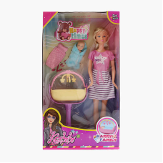 Лялька WG 228 (72/2) висота: 30см, пупсик, колиска, знімний одяг, рухомі кінцівки, в коробці