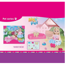 Лялька WG 615 (144/2) 12 см, улюбленці, аксесуари, лежанка, в коробці