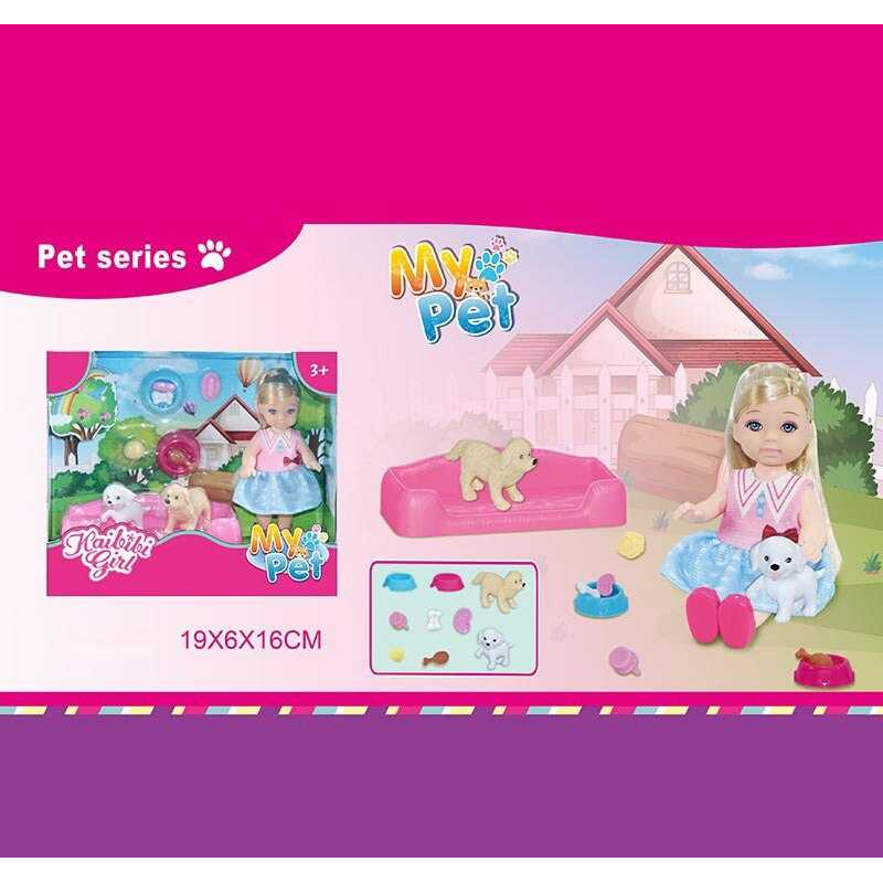 Лялька WG 615 (144/2) 12 см, улюбленці, аксесуари, лежанка, в коробці