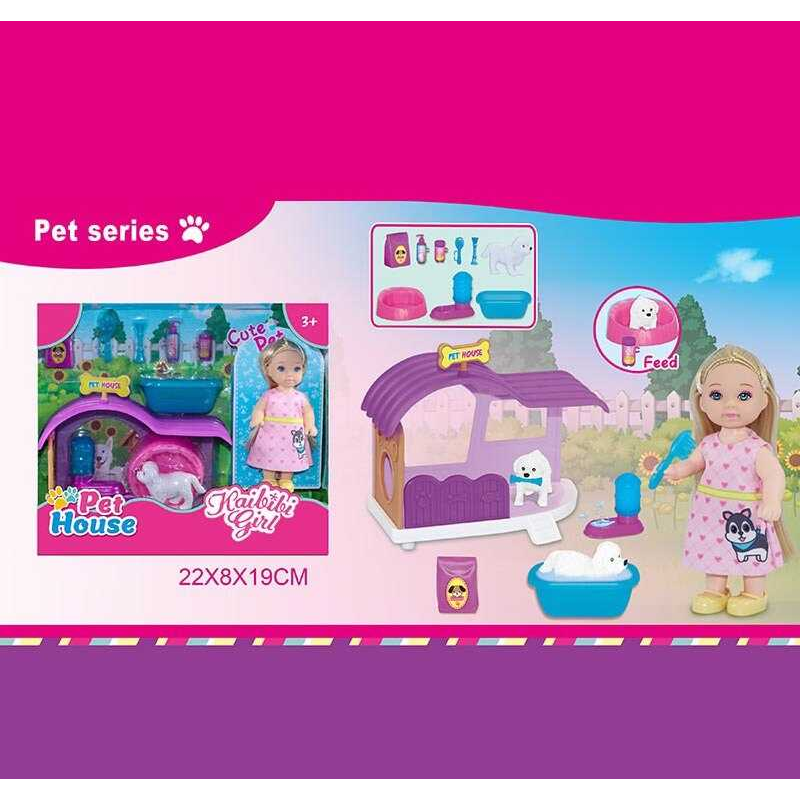 Лялька WG 617 (72/2) 12 см, улюбленець, аксесуари, будиночок для улюбленця, в коробці