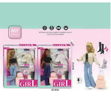 Лялька WX 257-2 (48/2) 2 види, 30 см, аксесуари, валізка, шарнірні суглоби, улюбленець, знімний одяг, прошите волосся, в коробці 