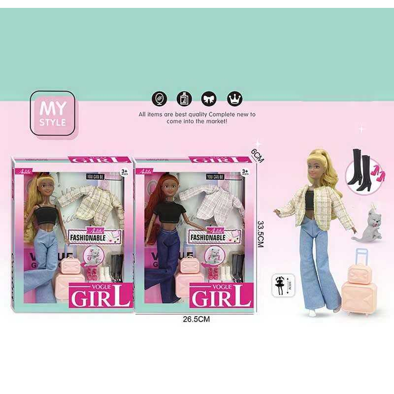 Лялька WX 257-2 (48/2) 2 види, 30 см, аксесуари, валізка, шарнірні суглоби, улюбленець, знімний одяг, прошите волосся, в коробці 