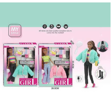 Лялька WX 257-3 (48/2) 2 види, 30 см, аксесуари, гребінець, сумочка, шарнірні суглоби, знімний одяг, прошите волосся, в коробці