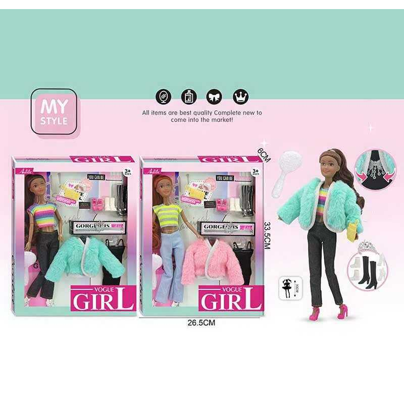 Лялька WX 257-3 (48/2) 2 види, 30 см, аксесуари, гребінець, сумочка, шарнірні суглоби, знімний одяг, прошите волосся, в коробці