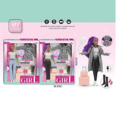 Лялька WX 257-4 (48/2) 2 види, 30 см, аксесуари, валізка, гребінець, шарнірні суглоби, знімний одяг, прошите волосся, в коробці 