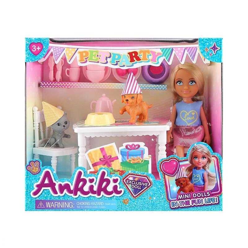 Лялька з аксесуарами 606011 (48) “вечірка для тварин”, висота ляльки - 13.5 см, меблі, посуд, кіт, собака, в коробці Лялька з аксесуарами 606011 (48) “вечірка для тварин”, висота ляльки - 13.5 см, меблі, посуд, кіт, собака, в коробці