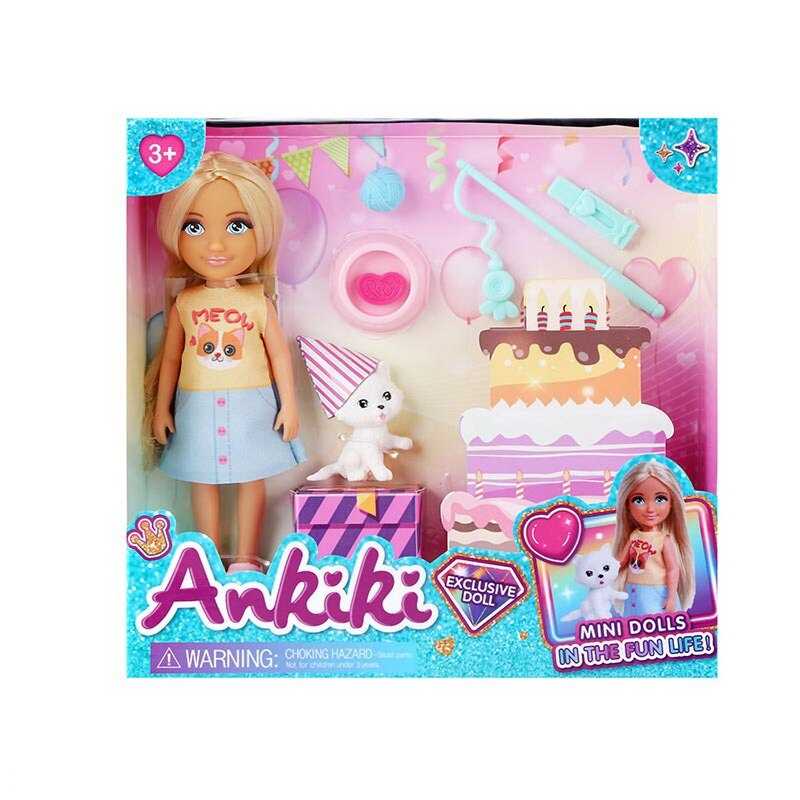 Лялька з аксесуарами 606018 (72) висота ляльки - 13 см, фігурка котика, мисочка, клубок, подарунок, в коробці