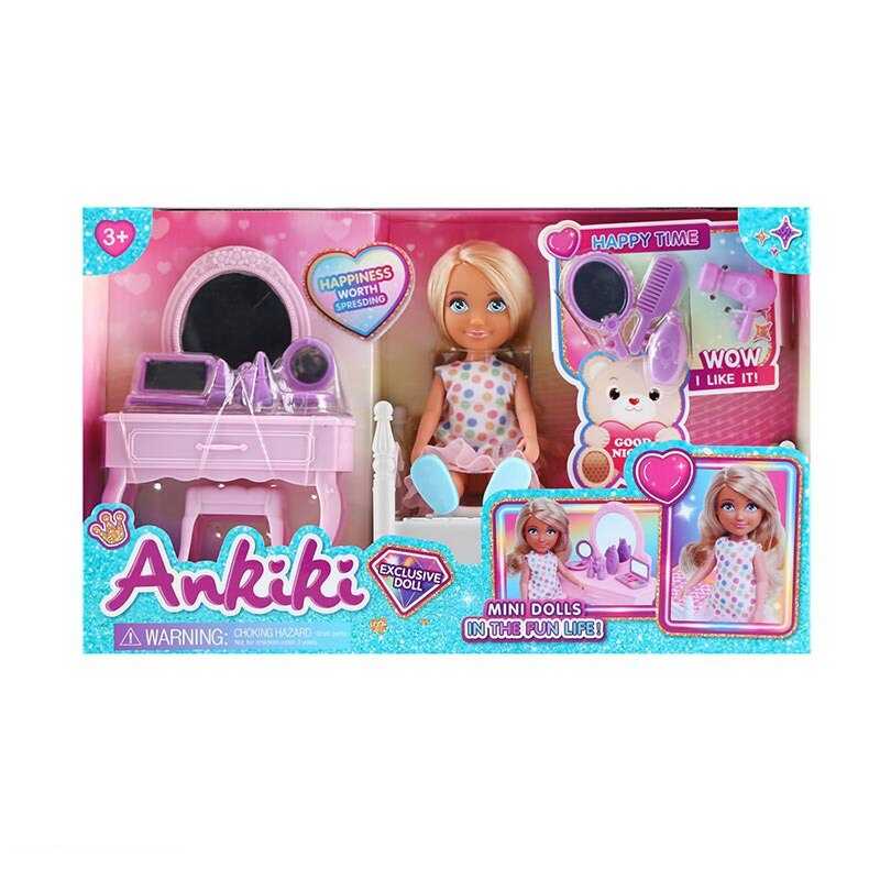 Лялька з аксесуарами 606029 (36) висота ляльки - 13 см, меблі, муляжі косметики, аксесуари для волосся, в коробці